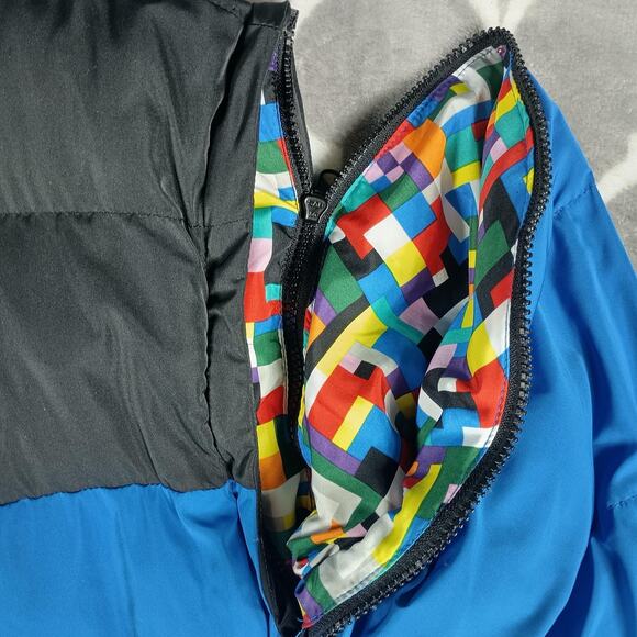 LEGO x Target Jacket Mens Medium Black Blue Puffer Colorblock Brick Print Lining - Picture 9 of 11